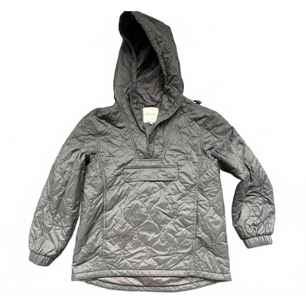Madewell Quilted Hooded Jacket Gray Lightweight Anorak Size S